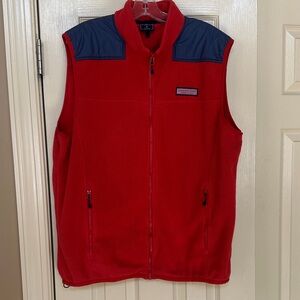 Vineyard Vines Men's Vest in Red with Navy Accents